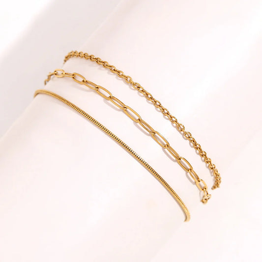 Trinity Anklet- 3 layered Anklet- 18 K Gold plated