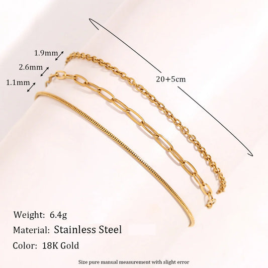 Trinity Anklet- 3 layered Anklet- 18 K Gold plated