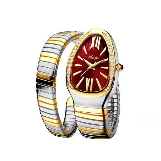 April Luxe Wrap Watch – Brown Dial with Snake-Inspired Design