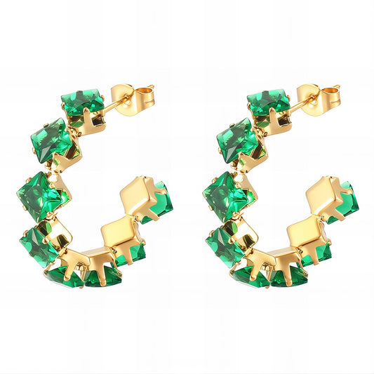 Emerald Swirl Hoops - April - It Girl Vibe