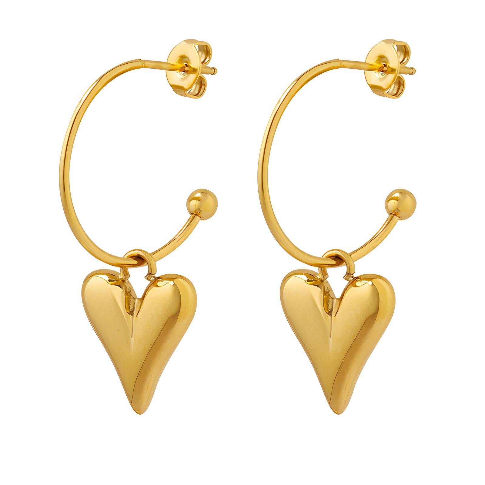 Delicate Desire - 18K Gold Plated Stainless Steel "Hearts" Earrings - April - It Girl Vibe