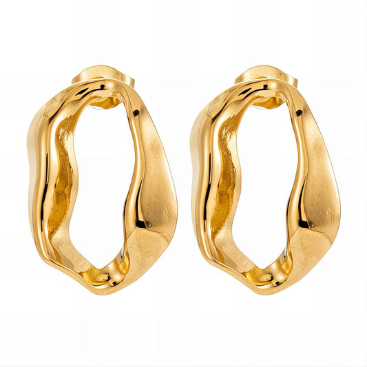 Golden Ripple Hoops - April - It Girl Vibe